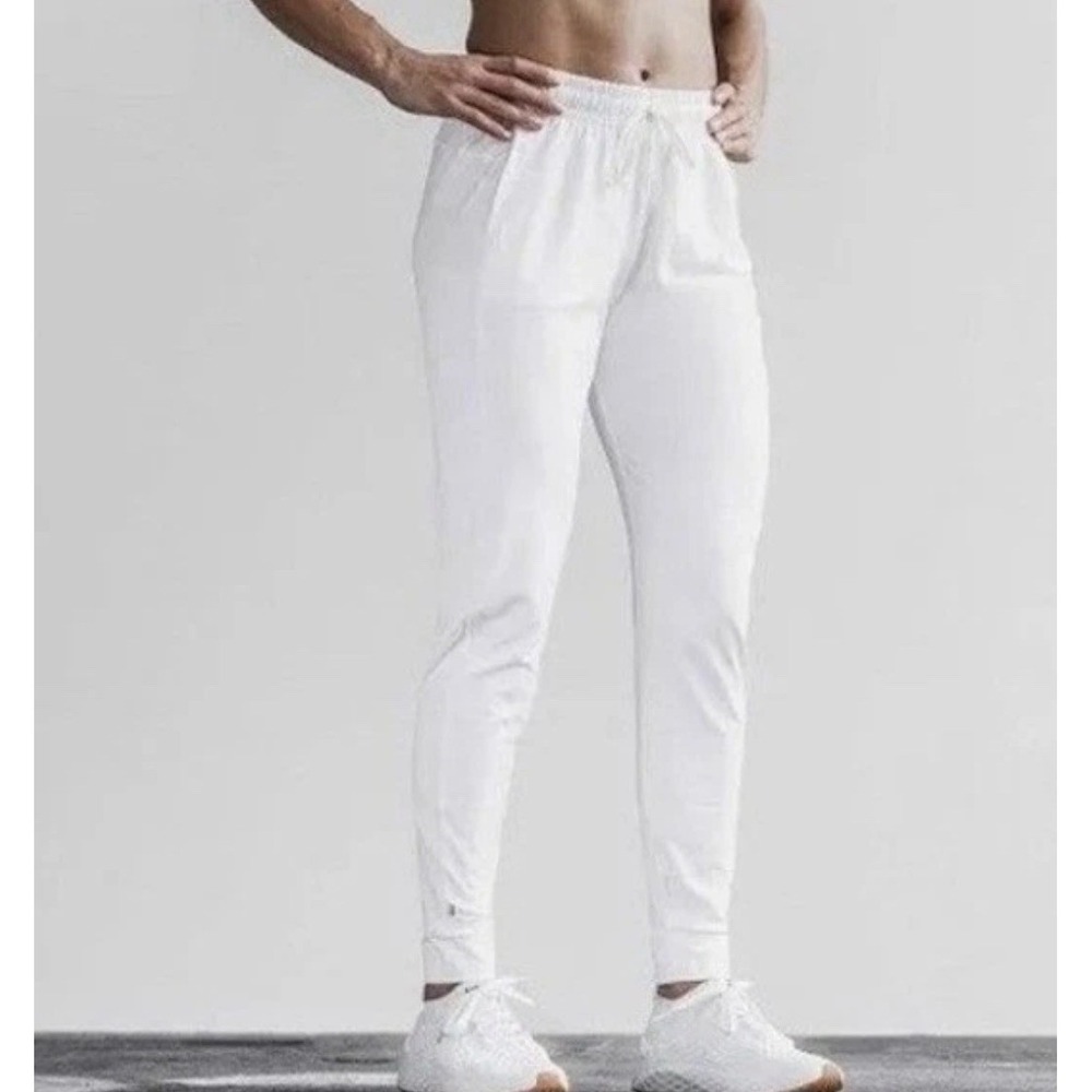NoBull White Joggers Lounge Pants Bottoms Workout Travel Comfort Women's Medium‎